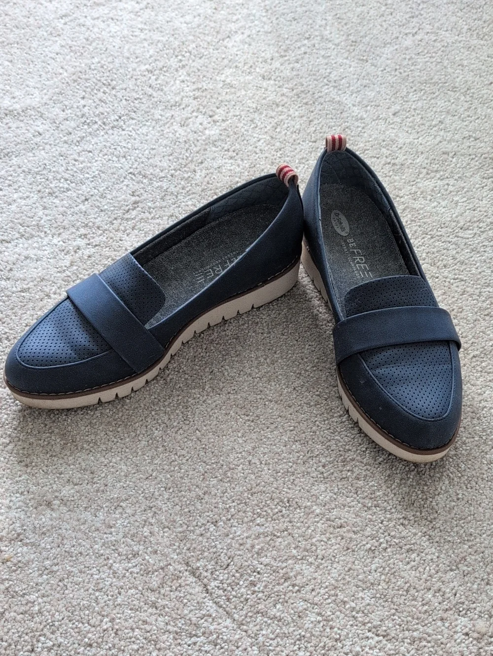 Dr. Scholl's Navy Perforated Penny Loafers for Women